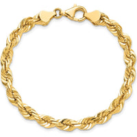 10K Yellow Gold 5.5mm Diamond-Cut Rope Chain Bracelet - 9" Length