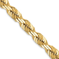10K Yellow Gold 5.5mm Diamond-Cut Rope Chain Necklace - 30"