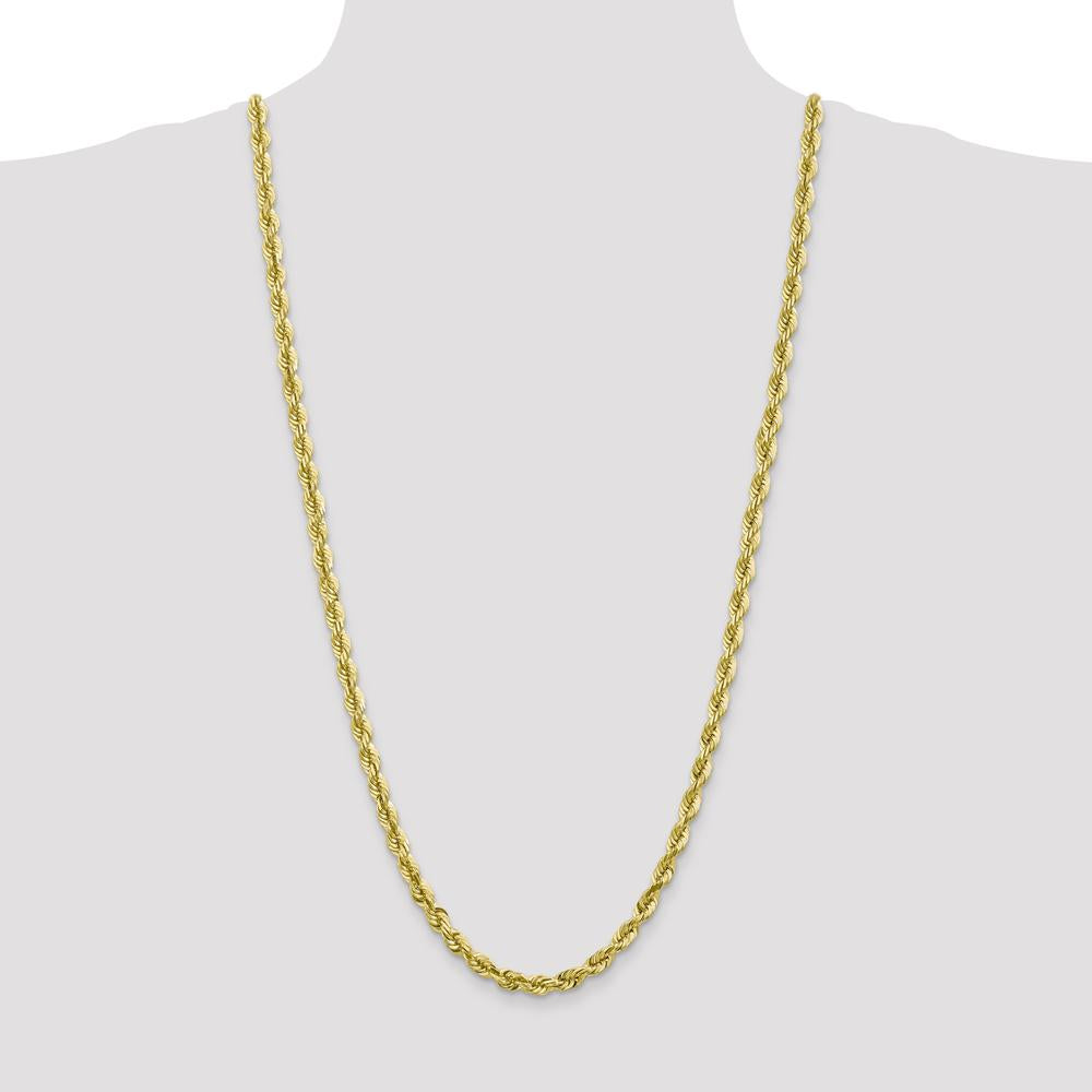 10K Yellow Gold 5.5mm Diamond-Cut Rope Chain Necklace - 30"
