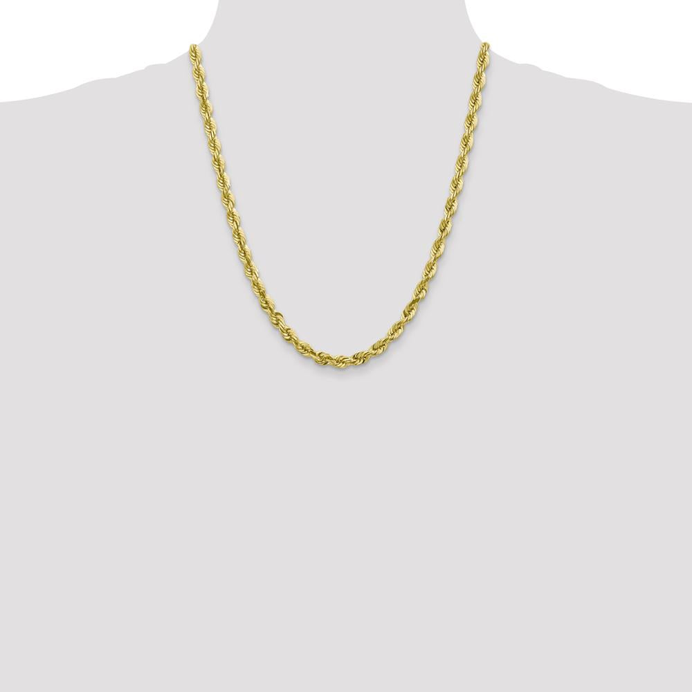 10K Yellow Gold 5.5mm Diamond-Cut Rope Necklace - 22"