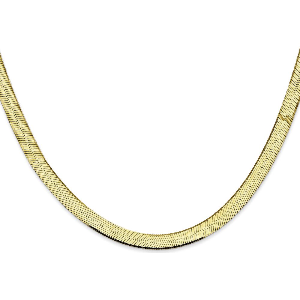 10K Yellow Gold 5.5mm Polished Herringbone Chain Necklace - 16"