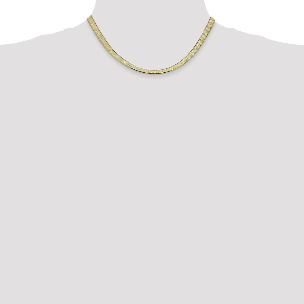 10K Yellow Gold 5.5mm Polished Herringbone Chain Necklace - 16"