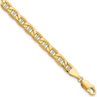 10K Yellow Gold 5.5mm Semi-Solid Anchor Chain Bracelet - 9" Length