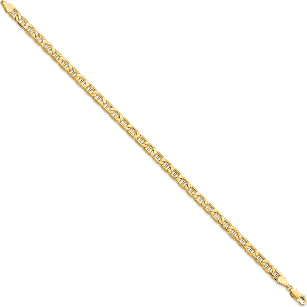 10K Yellow Gold 5.5mm Semi-Solid Anchor Chain Bracelet - 9" Length