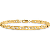 10K Yellow Gold 5.5mm Semi-Solid Anchor Chain Bracelet - 9" Length