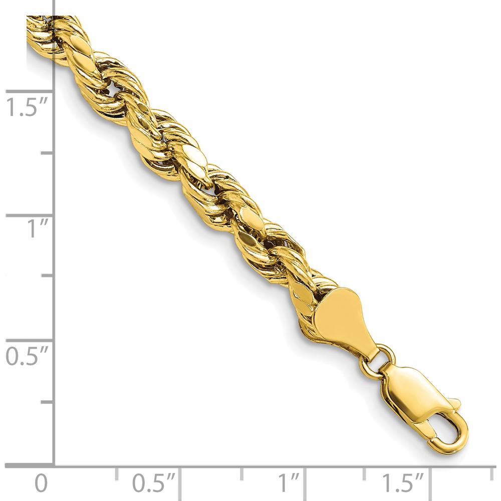 10K Yellow Gold 5.5mm Semi-Solid Diamond-Cut Rope Chain Bracelet