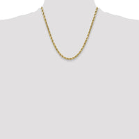 10K Yellow Gold 5.5mm Semi-Solid Diamond-Cut Rope Chain Necklace - 20"