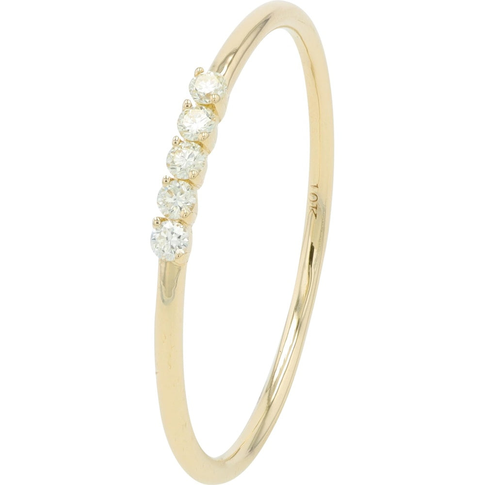 10K Yellow Gold 5-Stone Band with Prong-Set Round Brilliant Diamonds - 0.08 Carat Total Diamond Weight