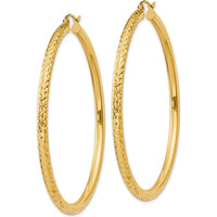 10K Yellow Gold 50mm Diamond-Cut Hoop Earrings