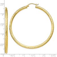 10K Yellow Gold 50mm Diamond-Cut Hoop Earrings
