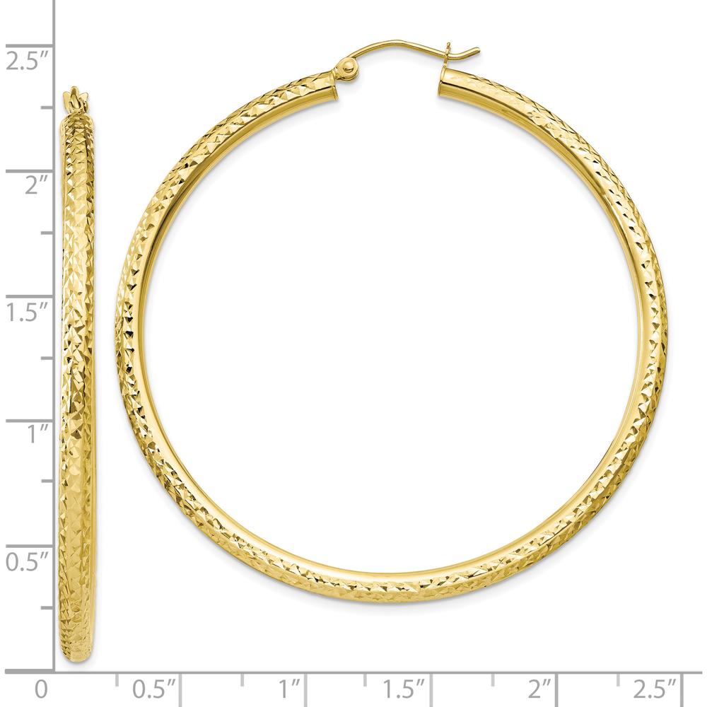 10K Yellow Gold 50mm Diamond-Cut Hoop Earrings