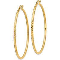 10K Yellow Gold 50mm Large Diamond-Cut Hoop Earrings