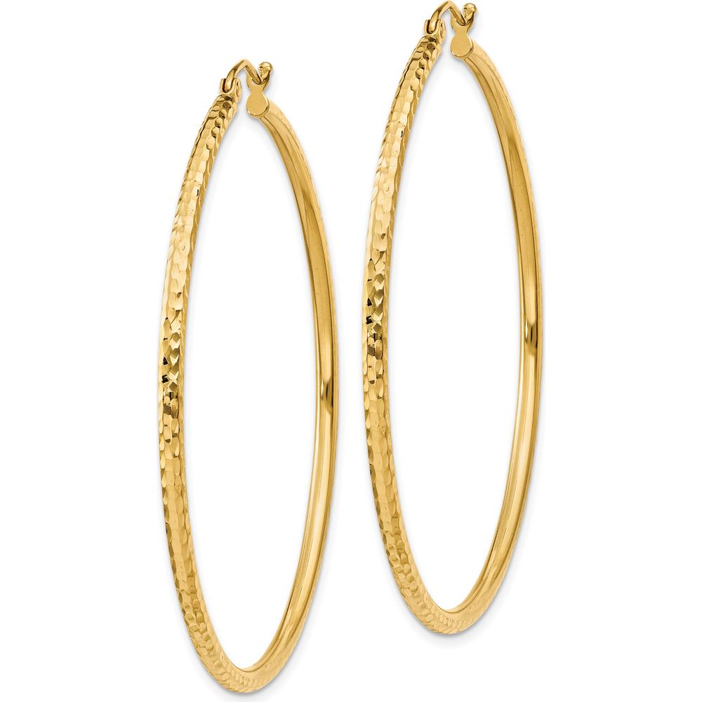 10K Yellow Gold 50mm Large Diamond-Cut Hoop Earrings