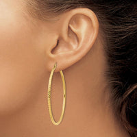 10K Yellow Gold 50mm Large Diamond-Cut Hoop Earrings