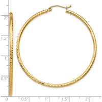 10K Yellow Gold 50mm Large Diamond-Cut Hoop Earrings