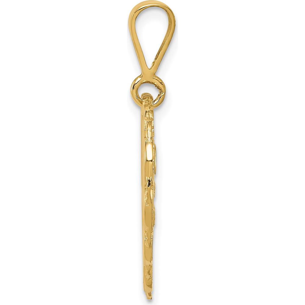 10K Yellow Gold 50th Anniversary Heart Charm with Polished Finish - 29mm Length, 20mm Width