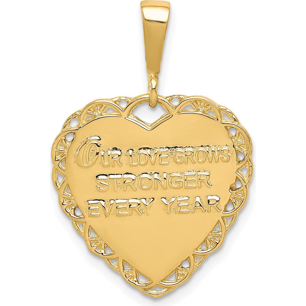 10K Yellow Gold 50th Anniversary Heart Charm with Polished Finish - 29mm Length, 20mm Width