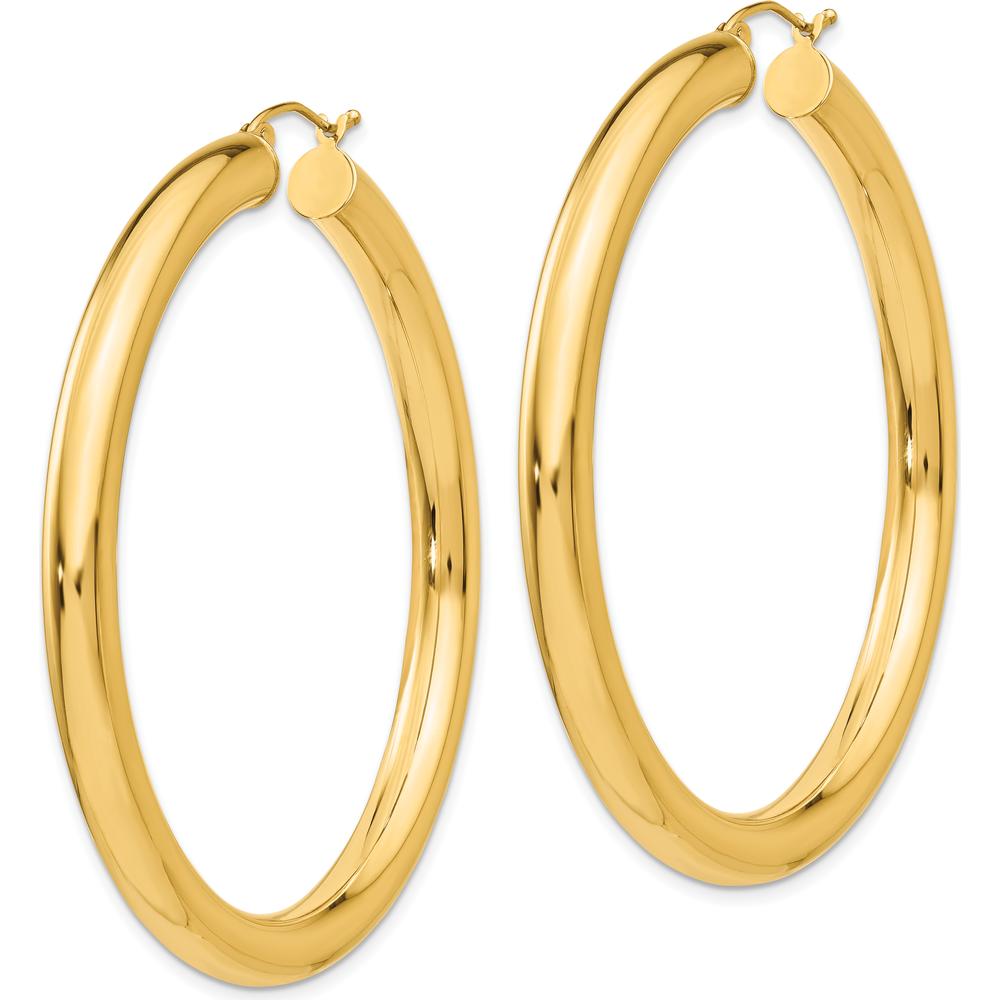 10K Yellow Gold 55mm Polished Tube Hoop Earrings