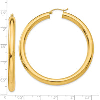 10K Yellow Gold 55mm Polished Tube Hoop Earrings