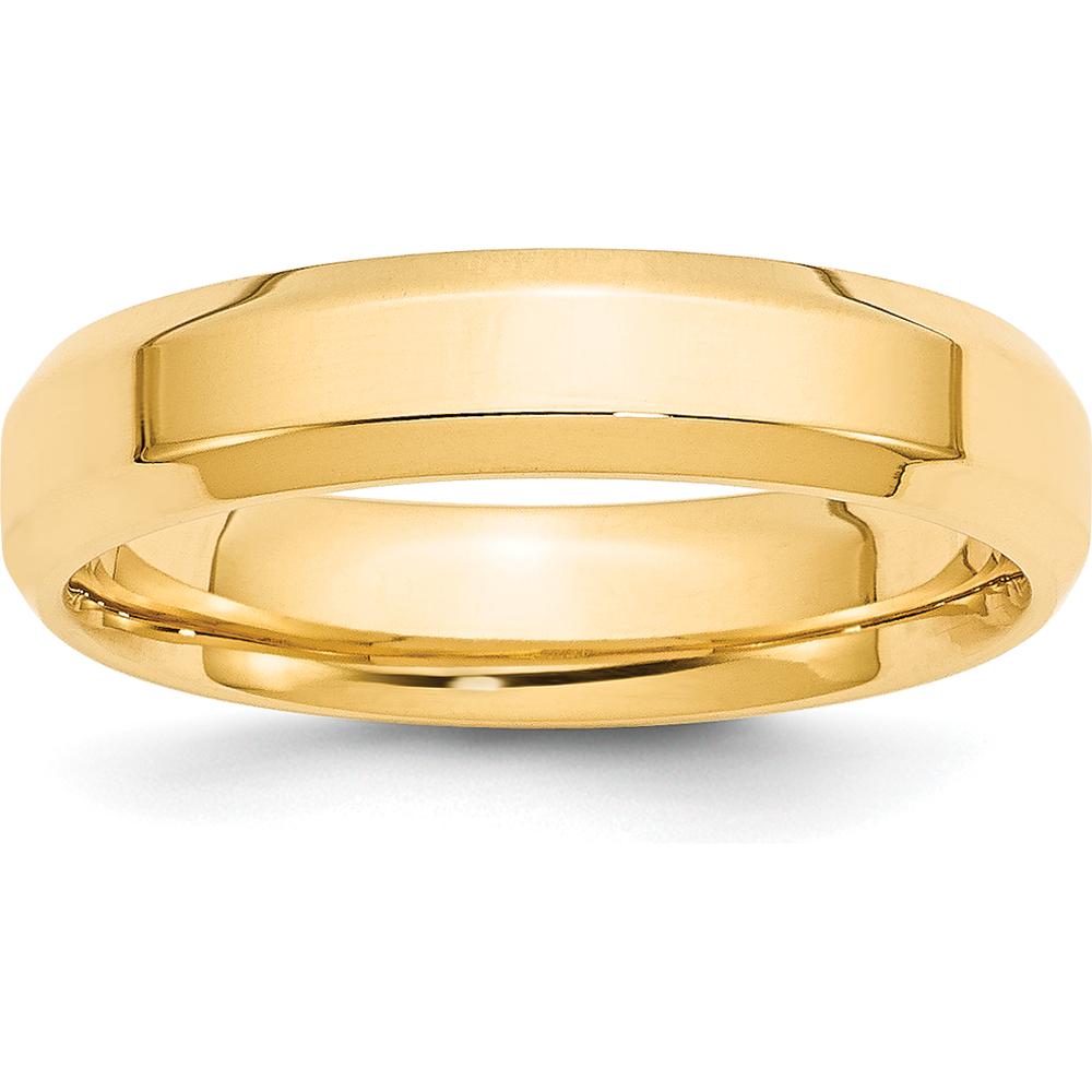 10K Yellow Gold 5mm Beveled Edge Comfort Fit Wedding Band - Size 10.5