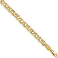 10K Yellow Gold 5mm Diamond-Cut Double Link Charm Bracelet - 7.25"