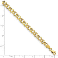 10K Yellow Gold 5mm Diamond-Cut Double Link Charm Bracelet - 7.25"