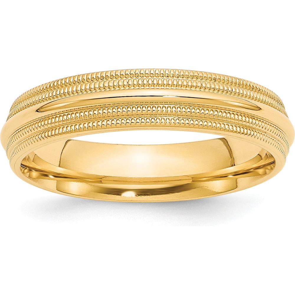 10K Yellow Gold 5mm Double Milgrain Comfort Fit Wedding Band Size 10