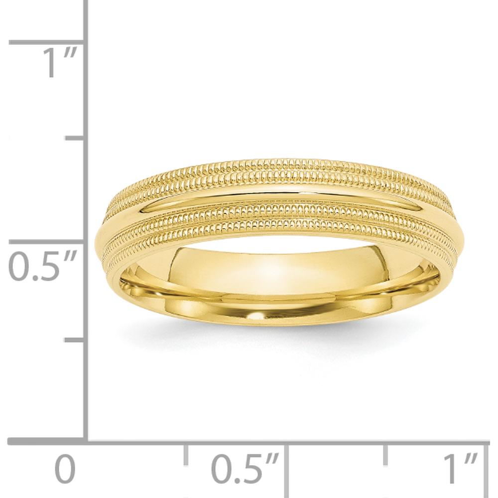 10K Yellow Gold 5mm Double Milgrain Comfort Fit Wedding Band Size 10