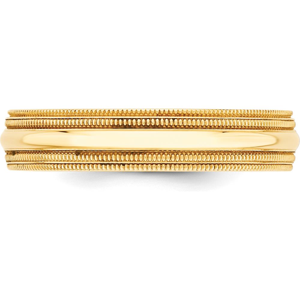 10K Yellow Gold 5mm Double Milgrain Comfort Fit Wedding Band - Size 6
