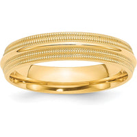 10K Yellow Gold 5mm Double Milgrain Comfort Fit Wedding Band - Size 9
