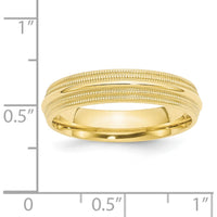 10K Yellow Gold 5mm Double Milgrain Comfort Fit Wedding Band - Size 9
