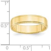 10K Yellow Gold 5mm Flat Wedding Band with Step-Down Edge - Size 10