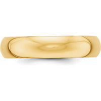 10K Yellow Gold 5mm Half Round Wedding Band - Adjustable Size 7.5