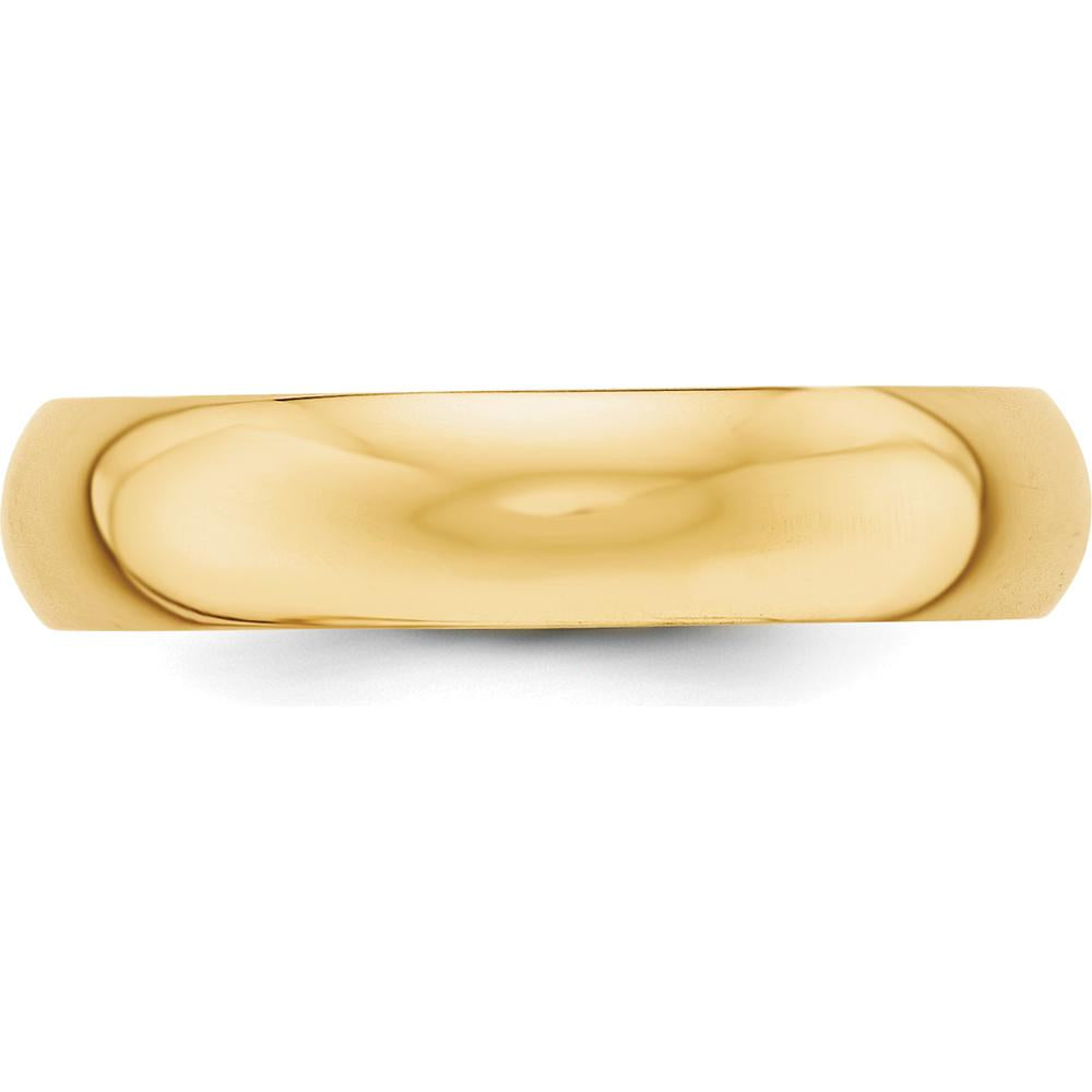 10K Yellow Gold 5mm Half Round Wedding Band - Adjustable Size 7.5