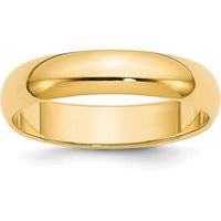 10K Yellow Gold 5mm Half Round Wedding Band - Size 13
