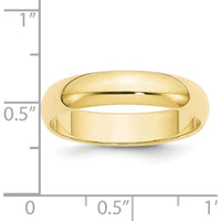 10K Yellow Gold 5mm Half Round Wedding Band - Size 13.5