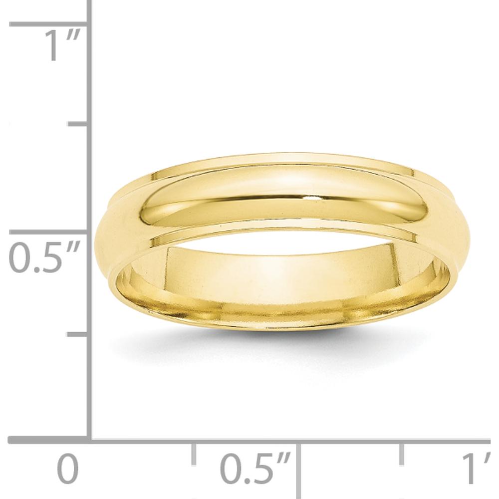 10K Yellow Gold 5mm Half Round Wedding Band with Ridged Edge - Size 11