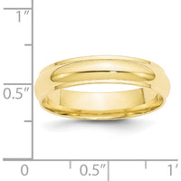 10K Yellow Gold 5mm Half Round Wedding Band with Ridged Edges - Size 9