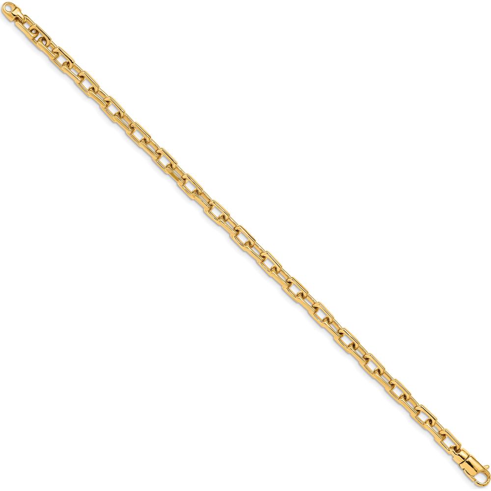 10K Yellow Gold 5mm Hand-Polished Fancy Link Bracelet - 7"