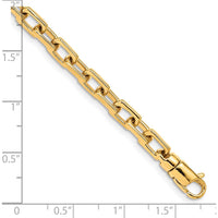 10K Yellow Gold 5mm Hand-Polished Fancy Link Bracelet - 7"