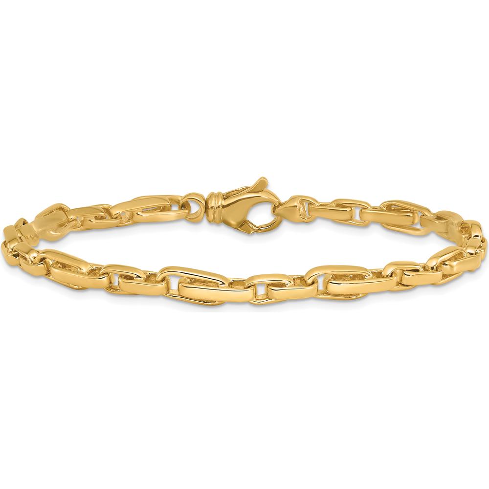 10K Yellow Gold 5mm Hand-Polished Fancy Link Chain Bracelet - 9"