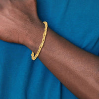 10K Yellow Gold 5mm Hand-Polished Fancy Link Chain Bracelet - 9"