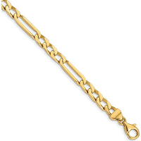 10K Yellow Gold 5mm Hand-polished Figaro Link Bracelet - 8 Inch