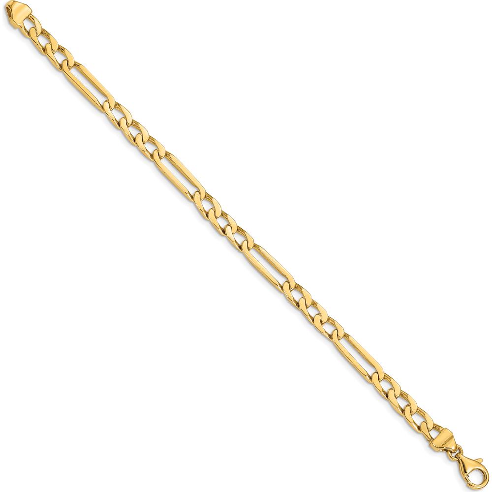 10K Yellow Gold 5mm Hand-polished Figaro Link Bracelet - 8 Inch