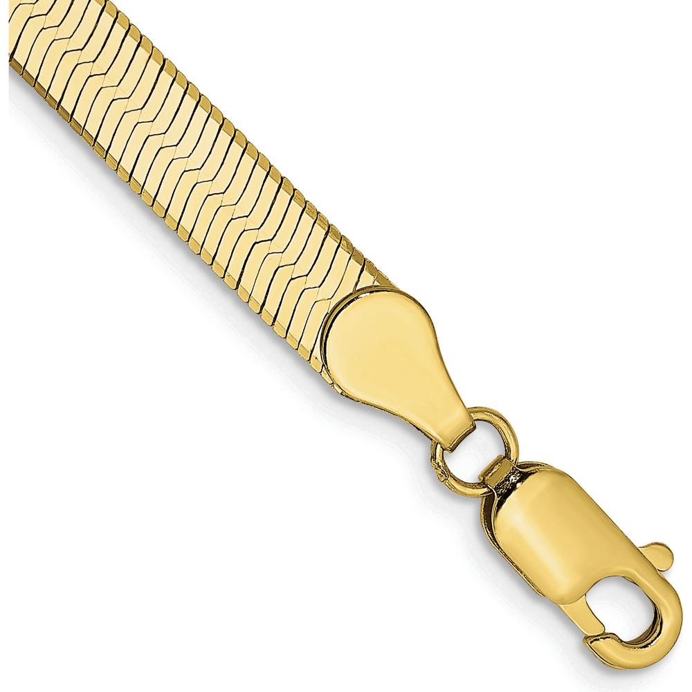 10K Yellow Gold 5mm Herringbone Chain Bracelet - 7", Polished Finish