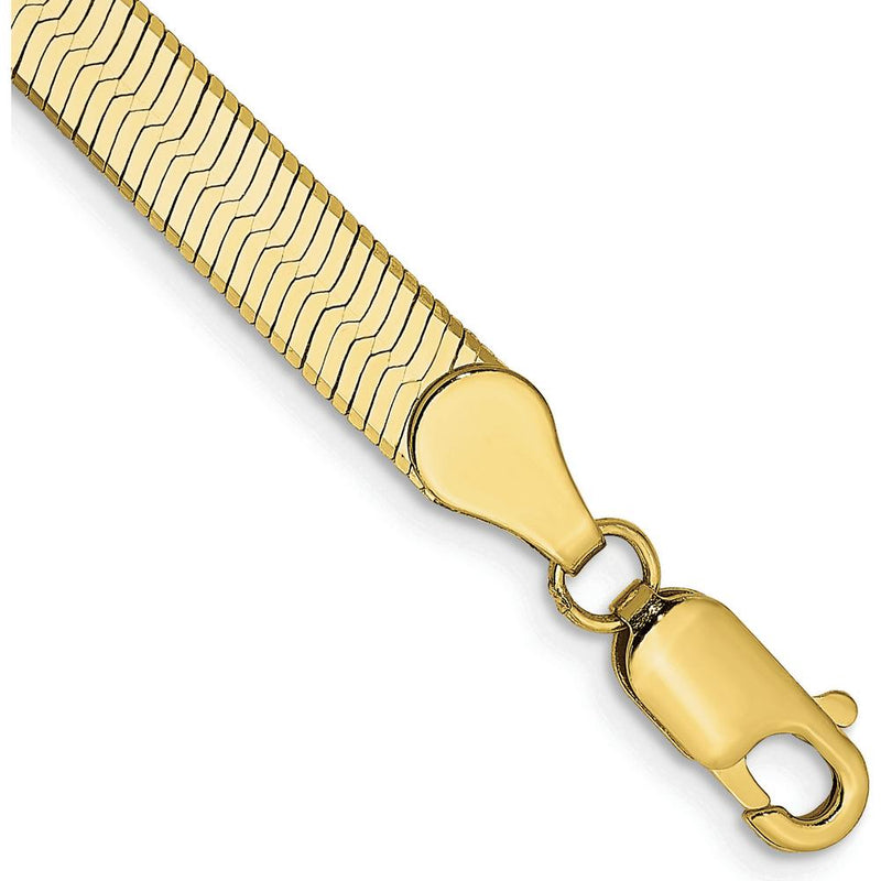 10K Yellow Gold 5mm Herringbone Chain Bracelet - 7", Polished Finish