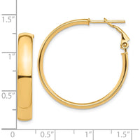 10K Yellow Gold 5mm High Polished Hollow Large Hoop Earrings with Omega Back Closure
