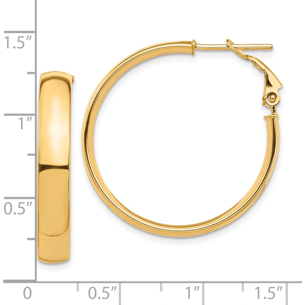 10K Yellow Gold 5mm High Polished Hollow Large Hoop Earrings with Omega Back Closure