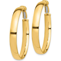10K Yellow Gold 5mm High Polished Large Hoop Earrings - 37.48mm Length, Omega Clip Back