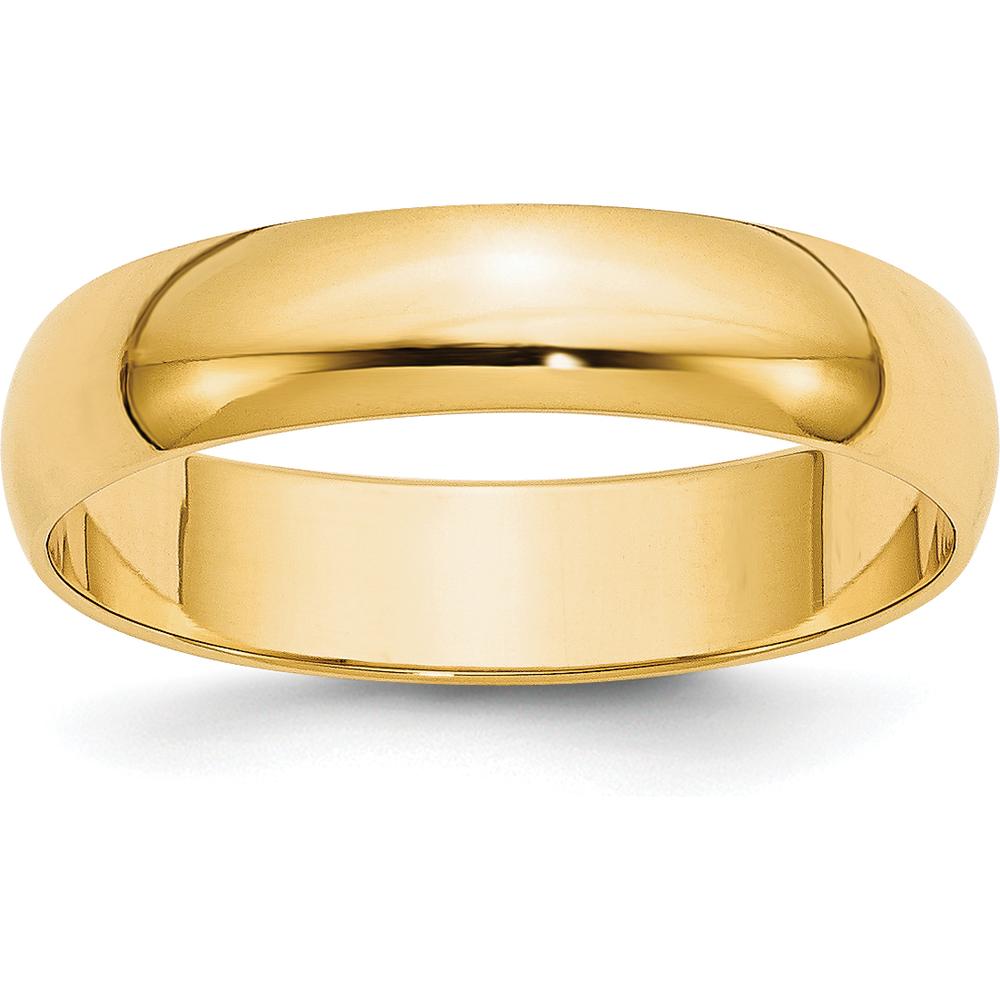10K Yellow Gold 5mm Lightweight Half Round Wedding Band - Size 13.5